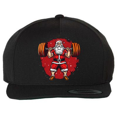 Santa Claus Loves Lifting Weights Wool Snapback Cap