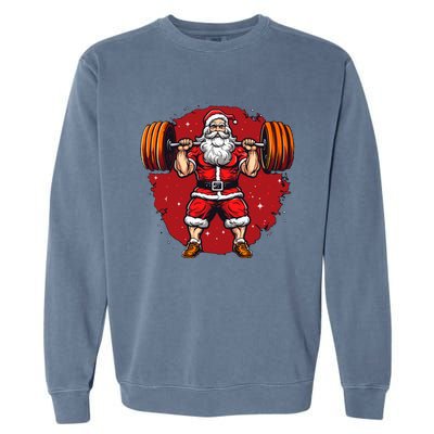 Santa Claus Loves Lifting Weights Garment-Dyed Sweatshirt