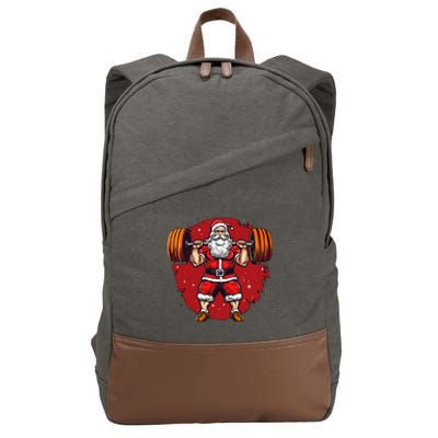 Santa Claus Loves Lifting Weights Cotton Canvas Backpack