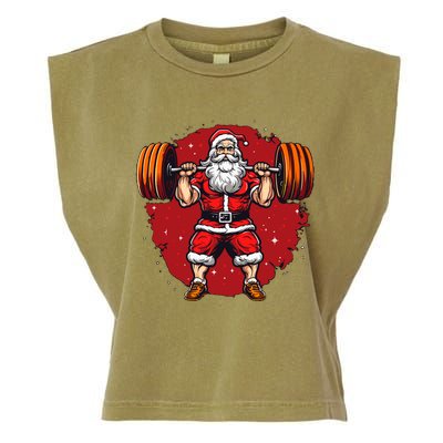 Santa Claus Loves Lifting Weights Garment-Dyed Women's Muscle Tee