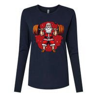 Santa Claus Loves Lifting Weights Womens Cotton Relaxed Long Sleeve T-Shirt