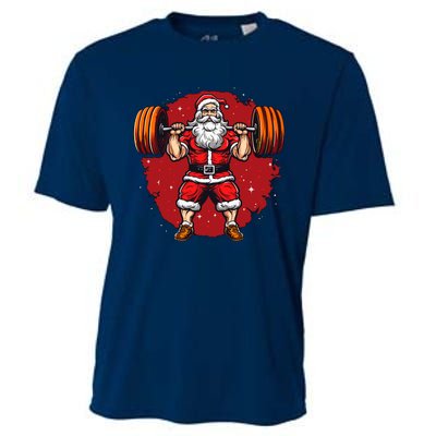 Santa Claus Loves Lifting Weights Cooling Performance Crew T-Shirt