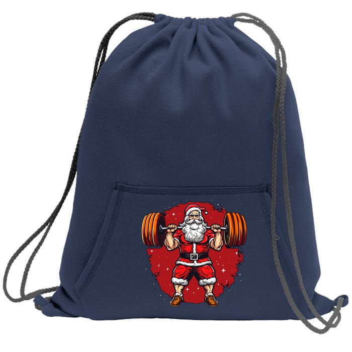 Santa Claus Loves Lifting Weights Sweatshirt Cinch Pack Bag