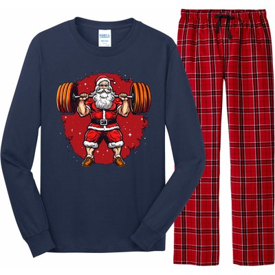 Santa Claus Loves Lifting Weights Long Sleeve Pajama Set