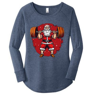 Santa Claus Loves Lifting Weights Women's Perfect Tri Tunic Long Sleeve Shirt