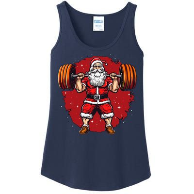 Santa Claus Loves Lifting Weights Ladies Essential Tank