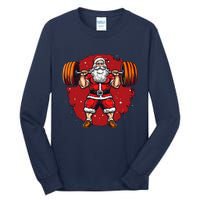 Santa Claus Loves Lifting Weights Tall Long Sleeve T-Shirt