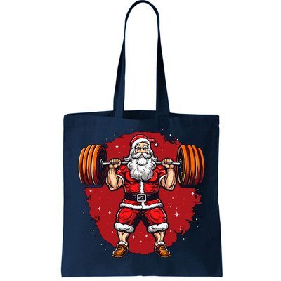 Santa Claus Loves Lifting Weights Tote Bag