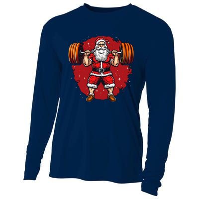 Santa Claus Loves Lifting Weights Cooling Performance Long Sleeve Crew