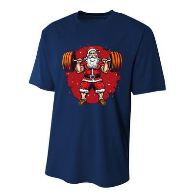 Santa Claus Loves Lifting Weights Performance Sprint T-Shirt