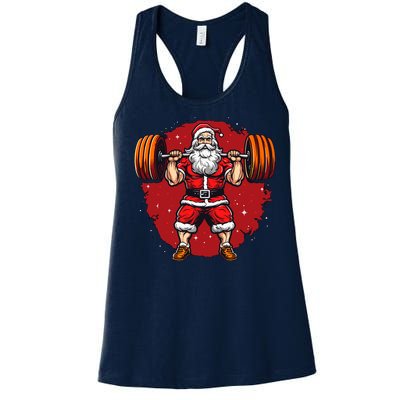 Santa Claus Loves Lifting Weights Women's Racerback Tank