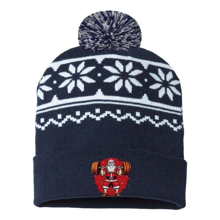 Santa Claus Loves Lifting Weights USA-Made Snowflake Beanie