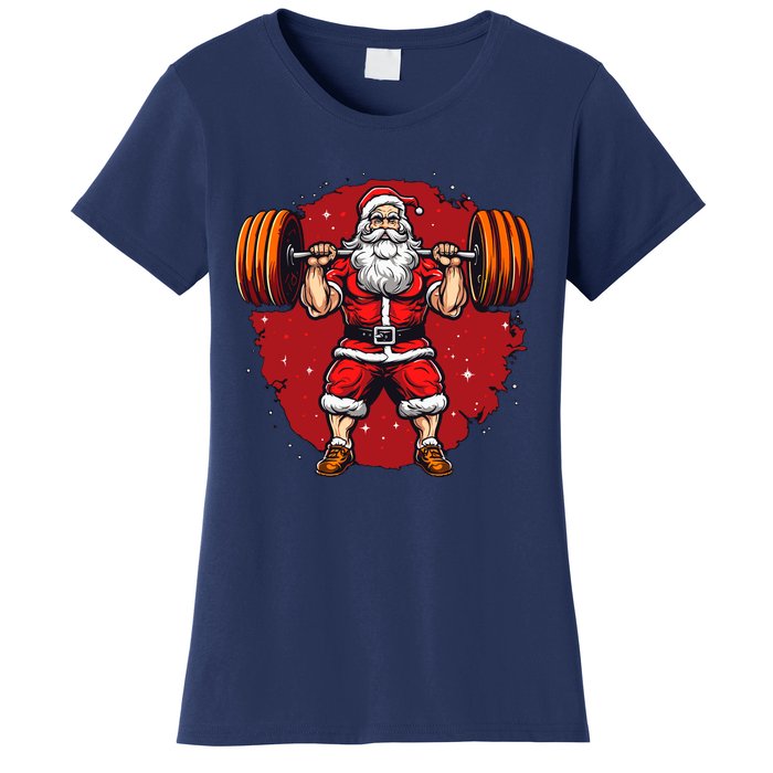 Santa Claus Loves Lifting Weights Women's T-Shirt