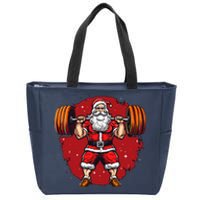 Santa Claus Loves Lifting Weights Zip Tote Bag