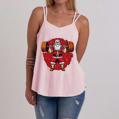 Santa Claus Loves Lifting Weights Women's Strappy Tank