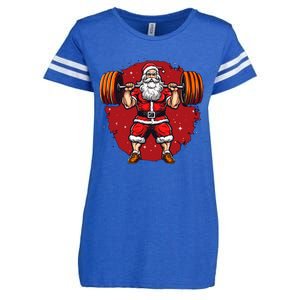 Santa Claus Loves Lifting Weights Enza Ladies Jersey Football T-Shirt