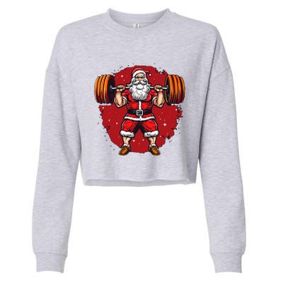 Santa Claus Loves Lifting Weights Cropped Pullover Crew