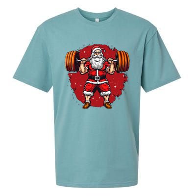 Santa Claus Loves Lifting Weights Sueded Cloud Jersey T-Shirt