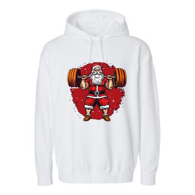 Santa Claus Loves Lifting Weights Garment-Dyed Fleece Hoodie