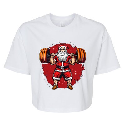 Santa Claus Loves Lifting Weights Bella+Canvas Jersey Crop Tee