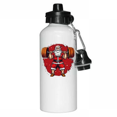 Santa Claus Loves Lifting Weights Aluminum Water Bottle