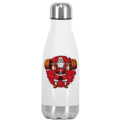 Santa Claus Loves Lifting Weights Stainless Steel Insulated Water Bottle