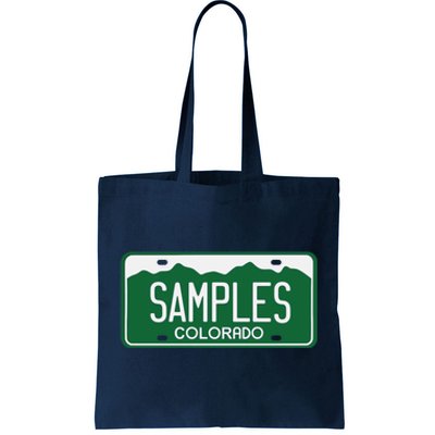 Samples Colorado License Plate Tote Bag