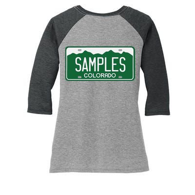 Samples Colorado License Plate Women's Tri-Blend 3/4-Sleeve Raglan Shirt