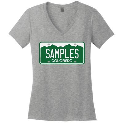 Samples Colorado License Plate Women's V-Neck T-Shirt