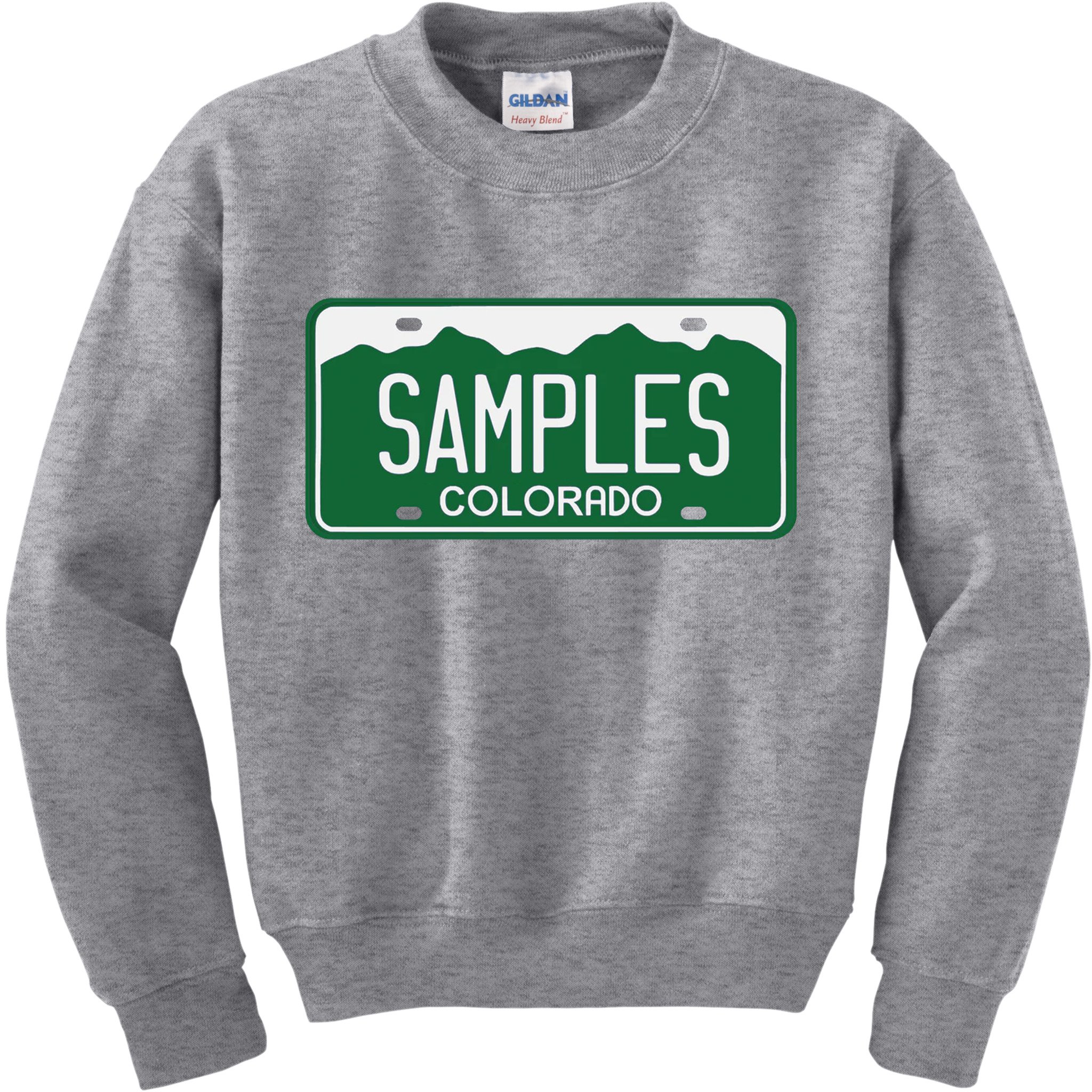 Samples Colorado License Plate Kids Sweatshirt