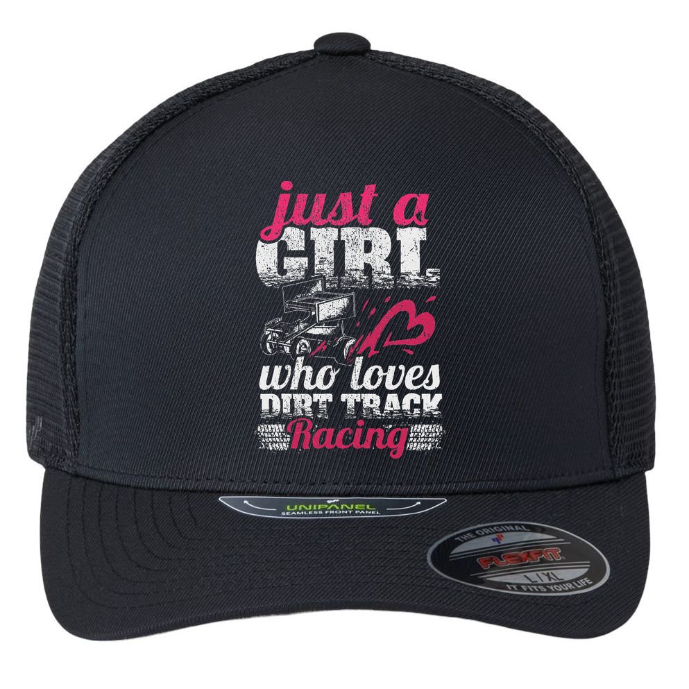 Sprint Car Lover Just A Girl Who Loves Dirt Track Racing Flexfit Unipanel Trucker Cap