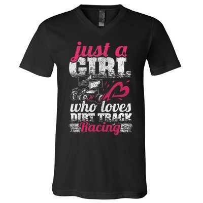 Sprint Car Lover Just A Girl Who Loves Dirt Track Racing V-Neck T-Shirt