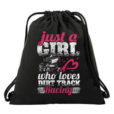 Sprint Car Lover Just A Girl Who Loves Dirt Track Racing Drawstring Bag