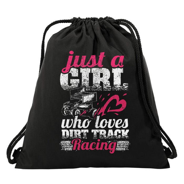 Sprint Car Lover Just A Girl Who Loves Dirt Track Racing Drawstring Bag