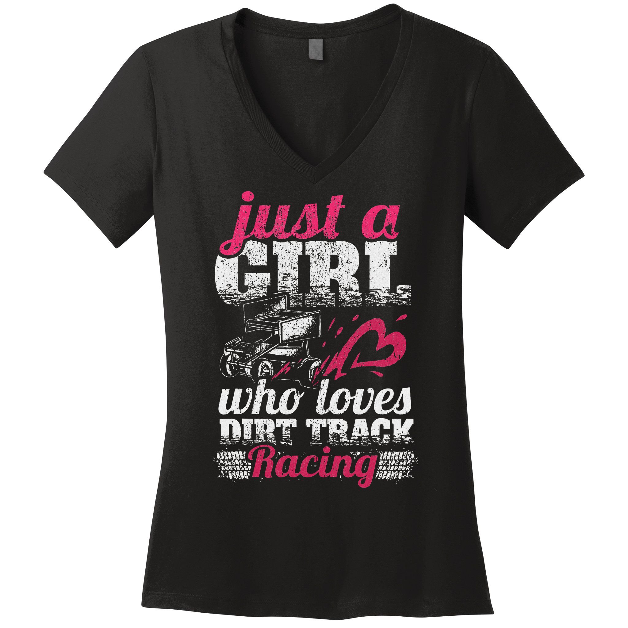 Sprint Car Lover Just A Girl Who Loves Dirt Track Racing Women's V-Neck T-Shirt