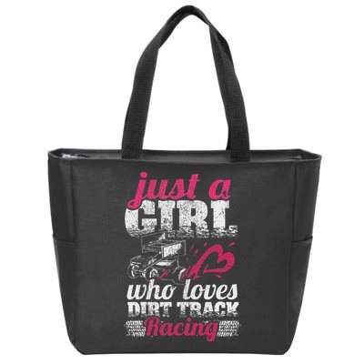 Sprint Car Lover Just A Girl Who Loves Dirt Track Racing Zip Tote Bag