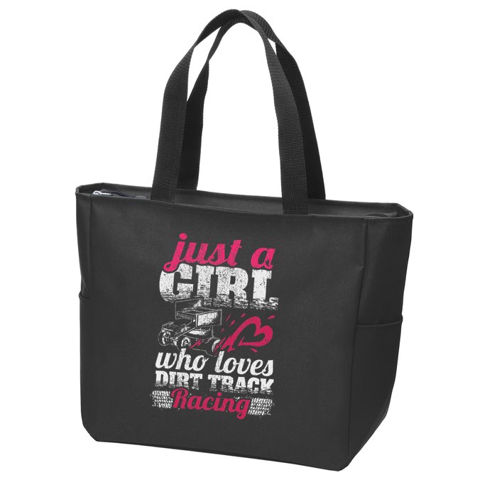 Sprint Car Lover Just A Girl Who Loves Dirt Track Racing Zip Tote Bag