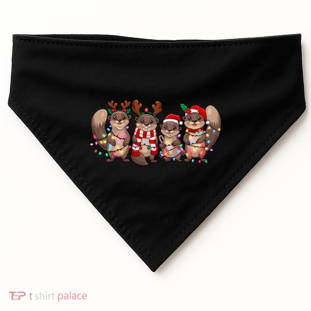 Squirrel Christmas Light Reindeer Santa Xmas Squirrel Lover Great Gift USA-Made Doggie Bandana
