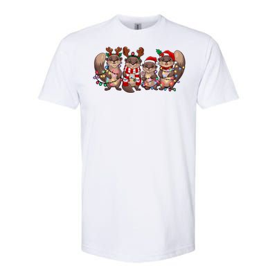 Squirrel Christmas Light Reindeer Santa Xmas Squirrel Lover Great Gift Softstyle CVC T-Shirt