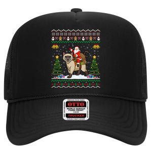 Siamese Cat Lover Santa Riding Siamese Cat Ugly Christmas High Crown Mesh Back Trucker Hat