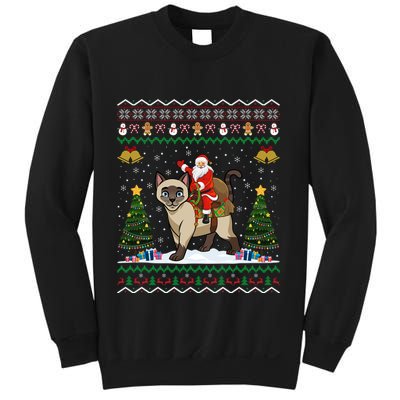 Siamese Cat Lover Santa Riding Siamese Cat Ugly Christmas Sweatshirt