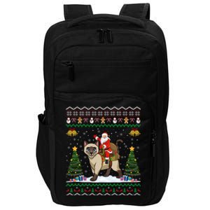 Siamese Cat Lover Santa Riding Siamese Cat Ugly Christmas Impact Tech Backpack