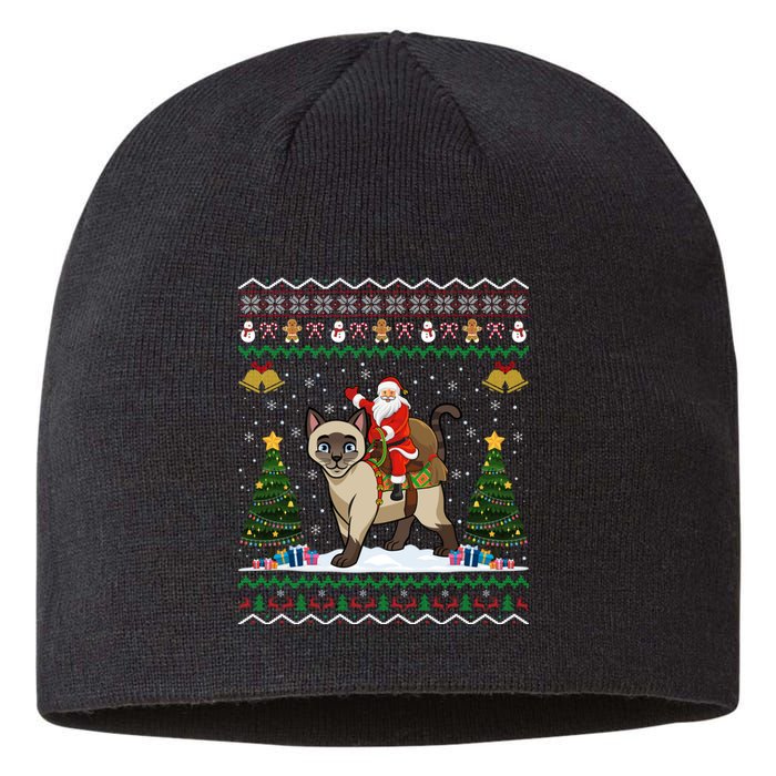 Siamese Cat Lover Santa Riding Siamese Cat Ugly Christmas Sustainable Beanie