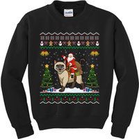 Siamese Cat Lover Santa Riding Siamese Cat Ugly Christmas Kids Sweatshirt