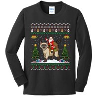 Siamese Cat Lover Santa Riding Siamese Cat Ugly Christmas Kids Long Sleeve Shirt