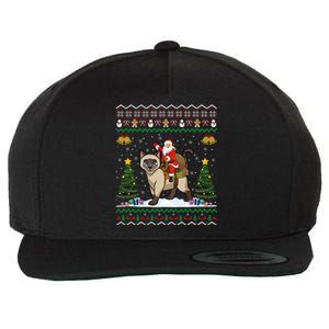 Siamese Cat Lover Santa Riding Siamese Cat Ugly Christmas Wool Snapback Cap