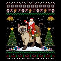 Siamese Cat Lover Santa Riding Siamese Cat Ugly Christmas Wool Snapback Cap