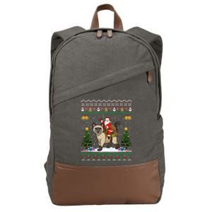 Siamese Cat Lover Santa Riding Siamese Cat Ugly Christmas Cotton Canvas Backpack