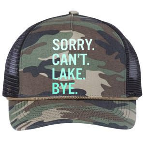 Sorry. Can't. Lake. Bye. Funny Lake Retro Rope Trucker Hat Cap