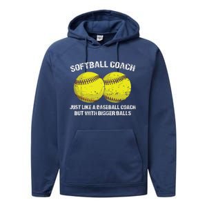 Softball Coach Like A Baseball Coach But With Bigger Balls Performance Fleece Hoodie